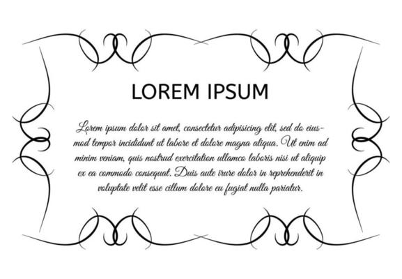 Decorative vintage horizontal frame with the place for your text in center. Vintage ornament greeting card template. Vector illustration.