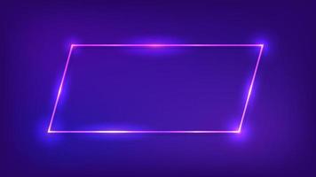 Neon frame with shining effects on dark background. Empty glowing techno backdrop. Vector illustration.