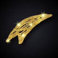 Gold glitter hand drawn arrow. Doodle arrow with gold glitter effect on dark background. Vector illustration