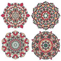 Set of Multicolored Vector Mandala. Mandala vector for art, coloring book, zendoodle. Circle Abstract Object Isolated On White Background.