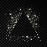 Triangle frame with silver glitter on dark background. Empty background. Vector illustration.