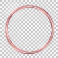 Triple rose gold shiny circle frame with glowing effects and shadows vector