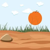 ground with grass illustration for cartoon scene vector