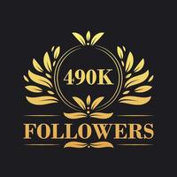 490K Followers celebration design. Luxurious 490K Followers logo for social media followers vector