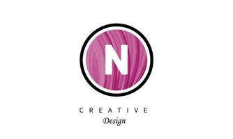 N  water color logo artistic, fancy,  trendy hand drawn  vector design on grey background.