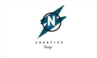 N  water color logo artistic, fancy,  trendy hand drawn  vector design on grey background.