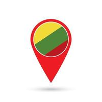 Map pointer with Department of Pasco Flag. Peru. Vector Illustration.