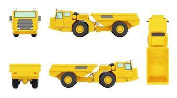 Set of Mine underground wheel loader the machine of the underground mining isolated on background.Vector illustration vector