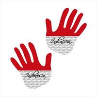 Hand drawn vector illustration with Indonesian flag pattern