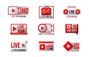 Live Streaming Badges Set vector