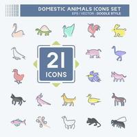 Icon Set Domestic Animals. related to Education symbol. simple design editable. simple illustration vector