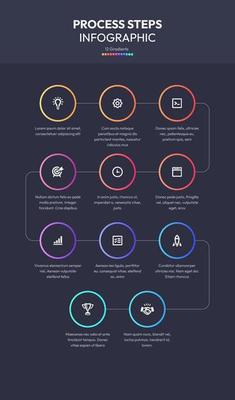 Process Workflow, Timeline, 11 Steps Modern Design Template for Infographics