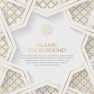 Islamic Arabic Arabesque Ornament Border Luxury Abstract White Background with Copy Space for Text