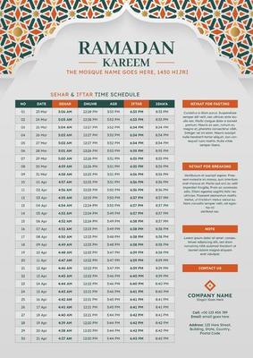 Ramadan Kareem Hijri Arabesque Calendar Template Design