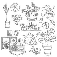 Coloring book, Hygge concept and cozy home things.Hand drawn, doodle style. vector