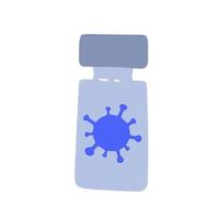 Covid-19 coronavirus vaccine. Vaccine vial. Treatment for coronavirus covid-19. Isolated flat cartoon vector illustration