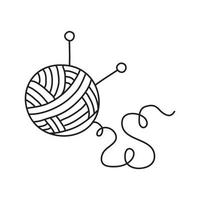 Vector stock illustration with single object, knitting, hand drawn, doodle style.