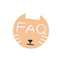 Highlights Stories cover, FAQ. Cute funny cat face. Cartoon animal muzzle vector