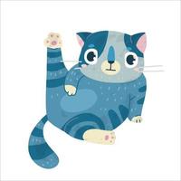 Vector stock illustration with cute cat, hand drawn style.