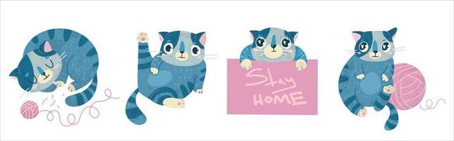 vector valores ilustración con linda gatos, mano dibujado estilo.