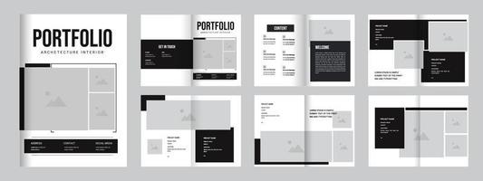 Architecture portfolio or portfolio template design, A4 size professional portfolio template vector