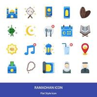 ramadhan y musulmán icono conjunto en plano estilo vector diseño