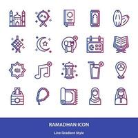 Ramadhan and muslim icon in lineal gradient style vector design