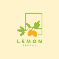 Lemon Logo, Luxurious Elegant Minimalist Design, Lemon Fresh Fruit Vector For Juice, Illustration Template Icon