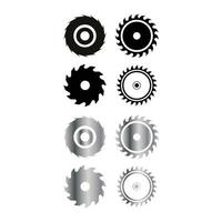 set of eight circular saw blades icons isolated on white background vector