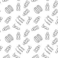 Mouthwash, Dentist Tools, Teeth Vector Seamless Patterns Made of Icons