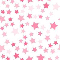 Seamless repeating pattern of big and small pink stars on white background for fabric, textile, papers and other various surfaces vector