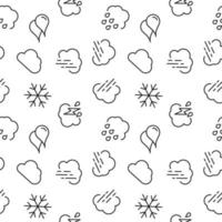 Seamless monochrome repeating pattern of rain, wind, snow vector