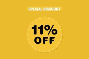 11 percent Sale and discount labels. price off tag icon flat design. vector