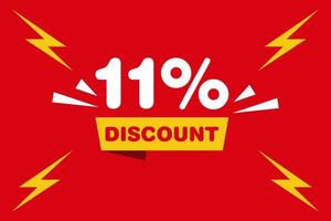 11 percent Sale and discount labels. price off tag icon flat design. vector