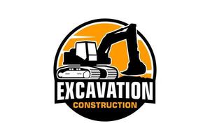 Excavator logo template vector. Heavy equipment logo vector for construction company.