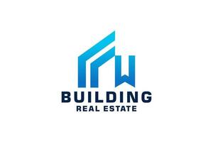 Initials letter W realtor, real estate and property business logo design vector