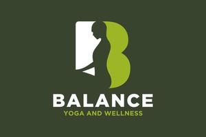 Vector B initial logo with yoga design concept.