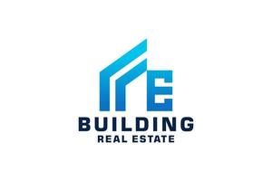 Initials letter E realtor, real estate and property business logo design vector