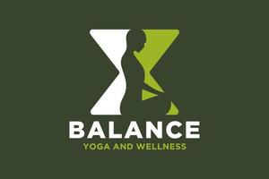 Vector X initial logo with yoga design concept.