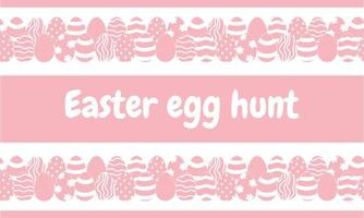 Vector illustration. Easter egg hunt banner design. Pink background, Easter eggs.
