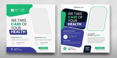 Medical social media post template with Healthcare banner design pro download vector