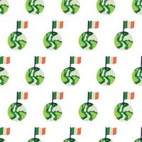 Saint Patrick's Day vector seamless pattern with green earth ireland flag