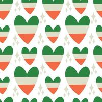 Saint Patrick's Day vector seamless pattern with ireland heart flag