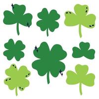 Set Green Clover Saint Patrick's Day vector