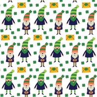 Saint Patrick's Day vector seamless pattern with  gnome lerechaun