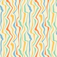 Distorted lines psychedelic seamless pattern. Retro 70s 90s 00s style texture. Groovy colorful waves background for textile, paper, poster. Abstract wavy template. Vector illustration.
