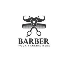 Barbero pelo salón logo diseño en blanco fondo, vector ilustración.