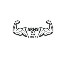 Biceps muscle arm logo design on white background, Vector illustration.