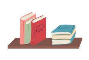 Stack of books on Bookshelf. Education concept. vector