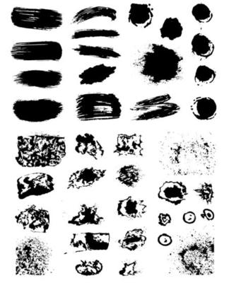 Set of different black splash, collection brush strokes.
